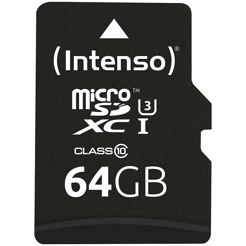 Intenso microSDXC-Speicherkarte UHS-I Professional, 64 GB, bis 90 MB/s, U3
