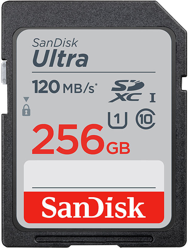 SanDisk Ultra SDXC-Speicherkarte, 256 GB, 120 MB/s, Class 10, U1