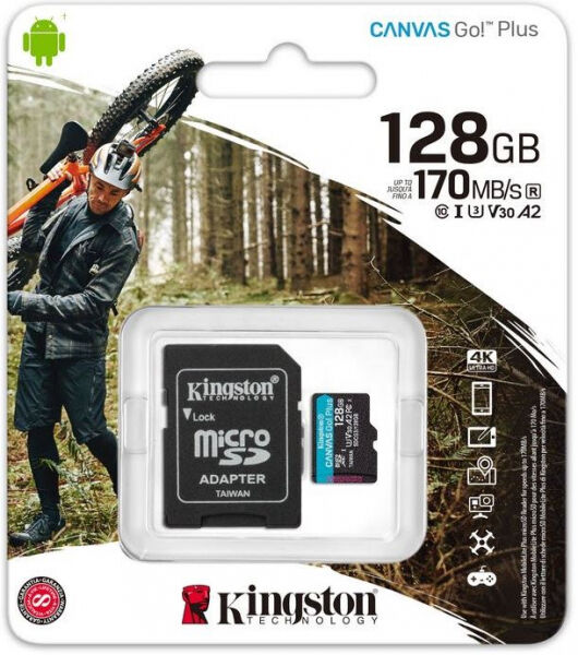 Kingston microSDXC Card Canvas Go Plus V30 / A2 / UHS-I /  U3 - 64GB