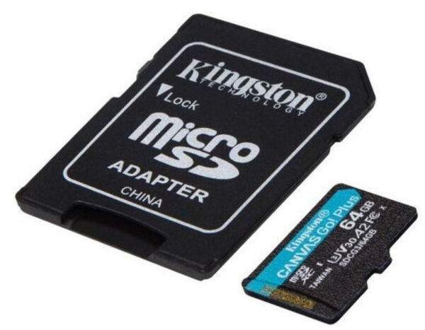 Kingston microSDXC Card Canvas Go Plus V30 / A2 / UHS-I /  U3 - 64GB