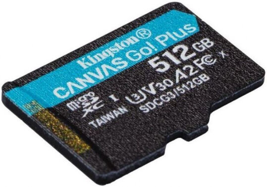 Kingston microSDXC Card Canvas Go Plus V30 / A2 / UHS-I /  U3 - 512GB