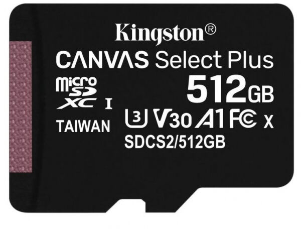 Kingston microSDXC-Card Canvas Select Plus / UHS-I U3 / A1 / Class 10 - 512GB