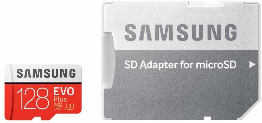 Samsung Carte mémoire EVO Plus microSDXC de 128 Go de classe 10 + adaptateur