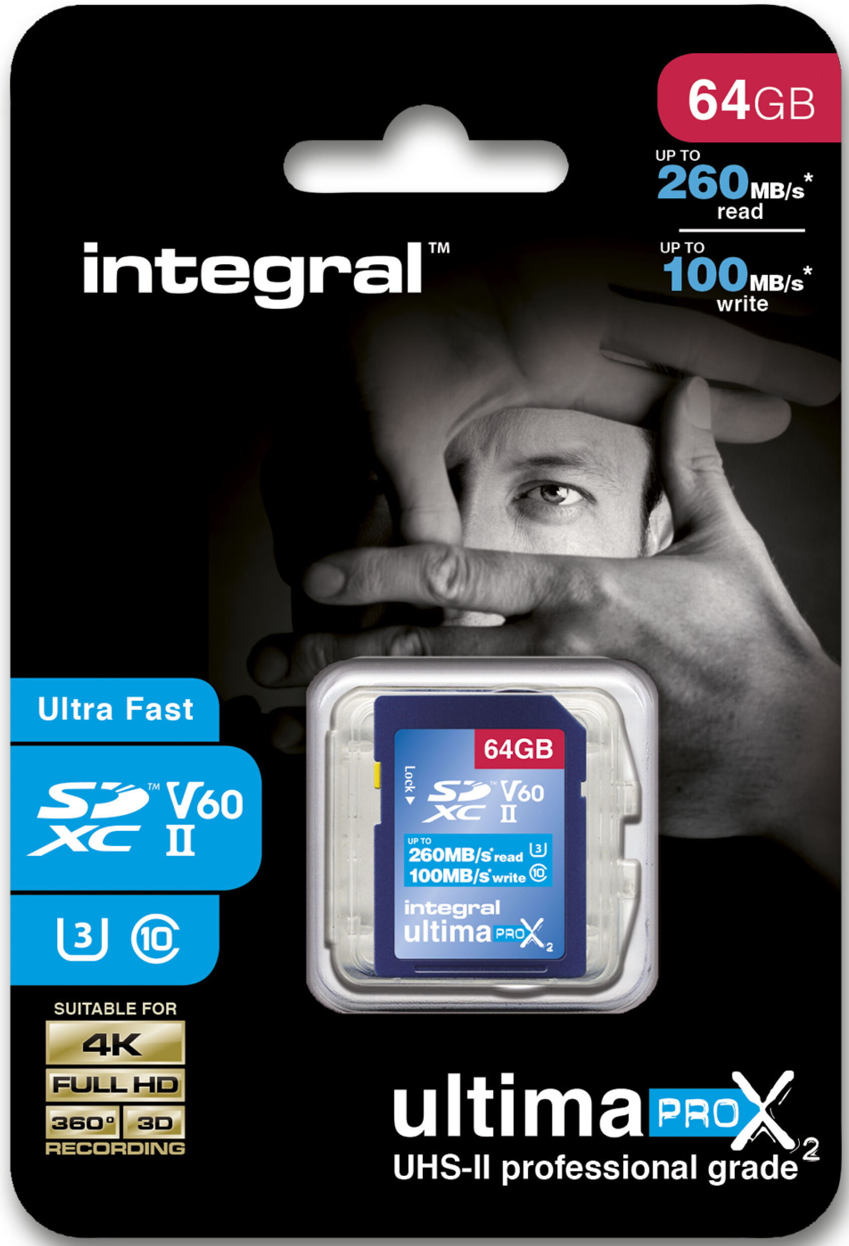 INTEGRAL Carte SDXC Ultima X2 64Gb V60 (260/100MB/s)