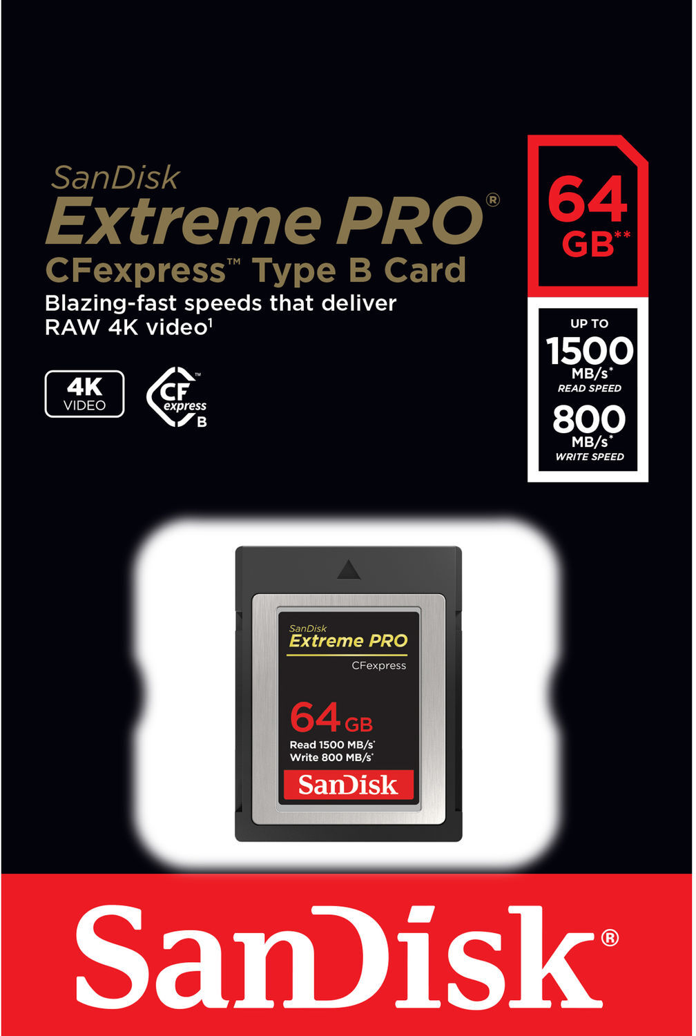 SanDisk Carte CFexpress Extreme Pro 64GB 1500/800Mb/s (XQD)