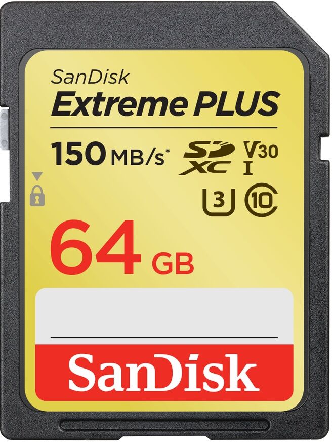SanDisk Carte SDXC Extreme Plus 64GB V30 UHS-1 (150MB/s) (Class 10)
