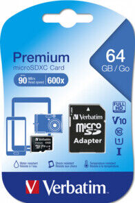 Verbatim Carte micro SDXC avec adaptateur SD - 64 Go