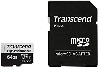 TS64GUSD330S Transcend microSDXC 330S högpresterande minneskort 64GB Schwarz, Weiß