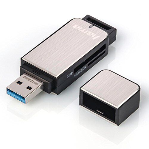 00123900 Hama USB 3.0 kortläsare med aluminiumhölje (SD, SDHC, SDXC, microSD/microSDHC/microSDXC, kortläsare) silver