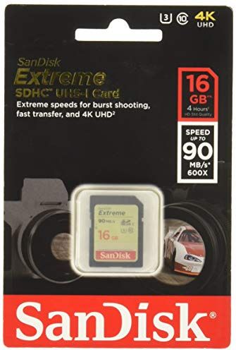 RAM-3118 SanDisk SDSDXNE-016G-GNCIN Extreme SDHC UHS-I kort 16 GB 90 MB/s klass 10