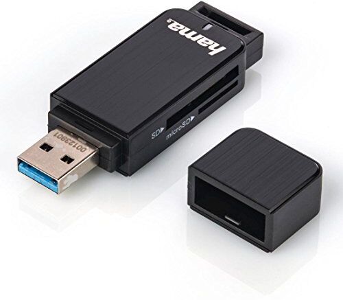 Hama USB 3.0 kortläsare med aluminiumhölje (SD, SDHC, SDXC, microSD/microSDHC/microSDXC, kortläsare) svart