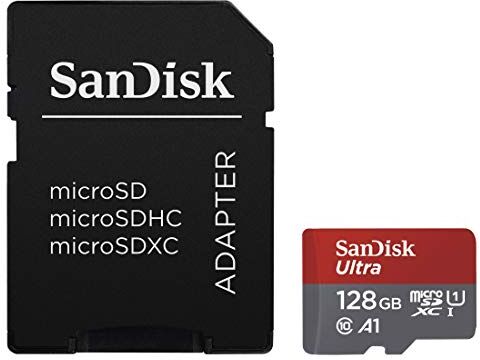 SDSQUAR-128G-GN6IA SanDisk Ultra 128 GB Imaging microSDXC minneskort SD-adapter upp till 100 MB/sek, klass 10, U1, A1, grå, röd, vit