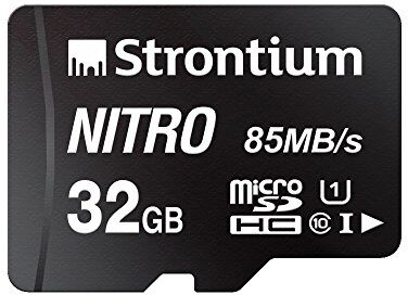 SRN32GTFU1QA Strontium Nitro 32GB Micro SDHC Memory Card 85MB/s UHS-I U1 klass 10 w/adapter High Speed For smartphones surfplattor Drones Action Cams ()