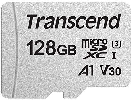 TS128GUSD300S-A Transcend Höghastighets 128 GB mikro SDXC/SDHC minneskort (för smartphones etc. och digitalkameror, 4K, U3, V30, A1, UHS-I –  (med adapter)