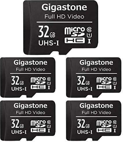 GST- Full HD Gigastone Micro SD-kort 32 GB 5-pack Micro SDHC U1 C10 90MB/S höghastighetsminneskort klass10 Uhs Full HD Video Nintendo Gopro-kamera Samsung Canon Nikon DJI drönare