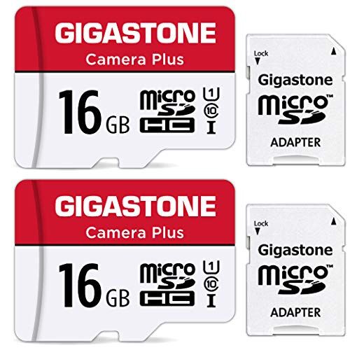 Micro SD U1 2pk Gigastone 16 GB 2-pack Micro SD-kort, kamera plus 90 MB/s, Full HD video, U1 C10 klass 10 Micro SDHC UHS-I minneskort, med MicroSD till SD-adapter