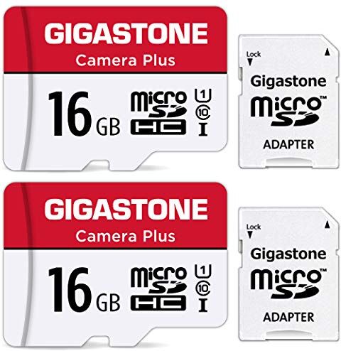 Micro SD U1 2pk Gigastone 16 GB 2-pack Micro SD-kort, kamera plus 90 MB/s, Full HD video, U1 C10 klass 10 Micro SDHC UHS-I minneskort, med MicroSD till SD-adapter