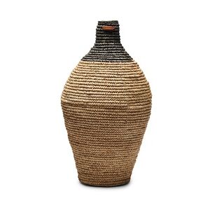 RM Sale Sisal Hohe Weidenvase Trockenblumen, oval mit schwarzem Detail Dekoration Hellbraun