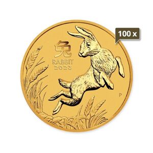 100 x 1 Unze Gold Lunar III Hase 2023