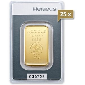 25 x 20 g Goldbarren Heraeus