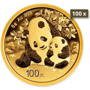 100 x 8 g Gold China Panda 2024