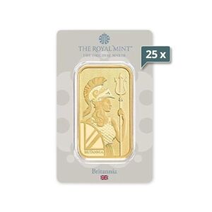 25 x 50 g Goldbarren Britannia Royal Mint