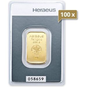 100 x 10 g Goldbarren Heraeus