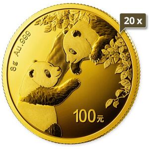 100 x 8 g Gold China Panda 2023