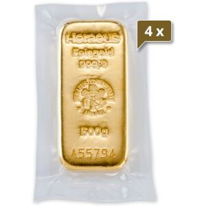 4 x 500 g Goldbarren Heraeus