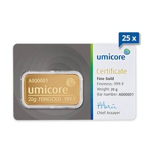 25 x 20 g Goldbarren Umicore