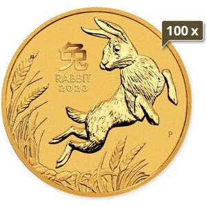 100 x 1/2 Unze Gold Lunar III Hase 2023