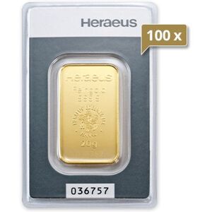 100 x 20 g Goldbarren Heraeus