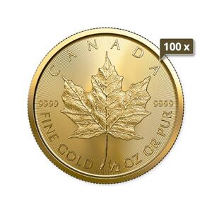 100 x 1/2 Unze Gold Maple Leaf 2024