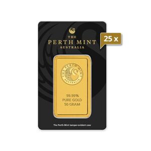 25 x 50 g Goldbarren Perth Mint
