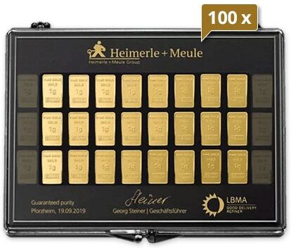 100 x 30 x 1 g Gold UnityBar Collection Heimerle und Meule