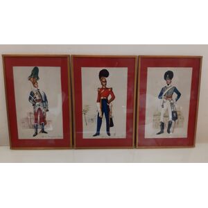 3 Gravures anciennes, Soldats, Uniformes Militaire, sous verre, Dragoons 1810,1826,1829