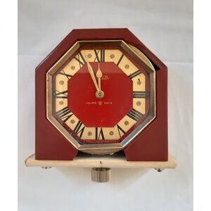 Rare Petite horloge de tableau de bord (voiture )JAEGER 8 DAYS CLOCK - en bakélite, vintage Rouge