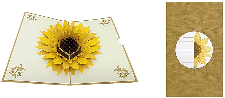 ORIGAMI SURPRISE BIGLIETTO AUGURI  GIRASOLE