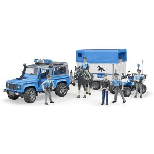 BRUDER   Police machine   Land Rover Defender with a trailer and a police officer with a horse   1:16