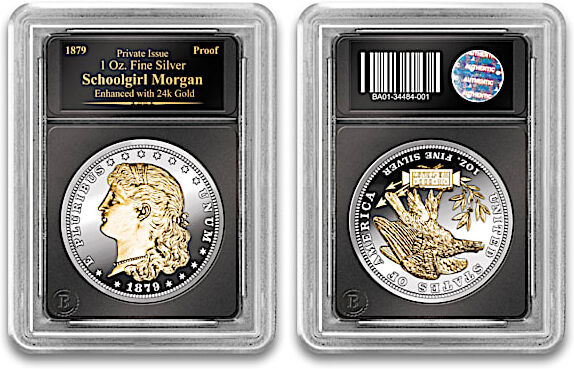 The Bradford Exchange Schoolgirl Silver Morgan Proof Coin With 24K-Gold Plating