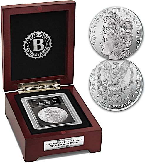 The Bradford Exchange 1887 Double Struck Error Morgan Tribute Coin And Display Box