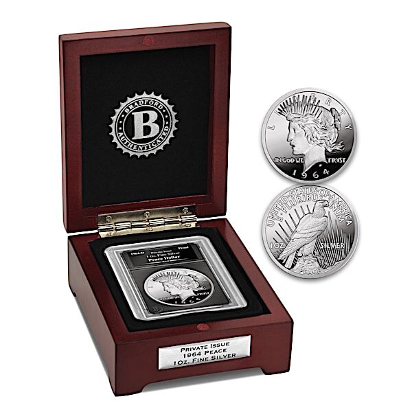 The Bradford Exchange 1964 Peace Dollar 1 Oz. 99.9% Silver Proof Coin