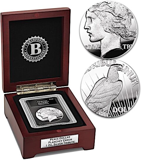 The Bradford Exchange Peace Dollar Planchet Error Proof Tribute In 1 Oz. Silver