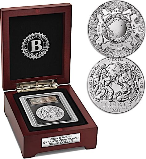 The Bradford Exchange WWII Greatest Generation 99.9% Silver Dollar Coin