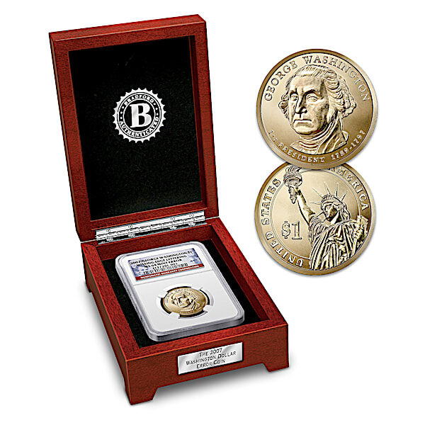 Bradford Authenticated The Washington Error Presidential Dollar Coin With Display Box