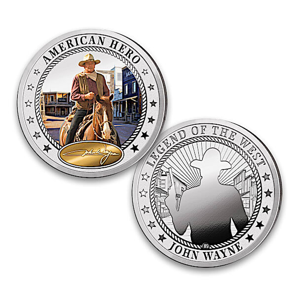 The Bradford Exchange John Wayne Silver-Plated Proof Coins With Display Box