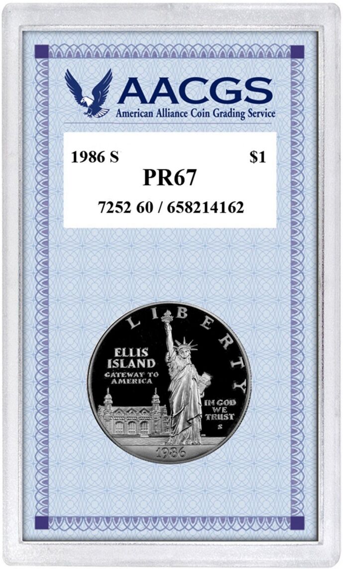 American Coin Treasures Proof 1986s Statue of Liberty Centennial Commemorative Silver Dollar Graded PR67 - Multi