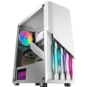 MARSGAMING MC-X2 Weiß, PC Gaming ATX Gehäuse, FRGB Stahlfront, 2 Lüfter 12cm FRGB, Volles Seitenfenster