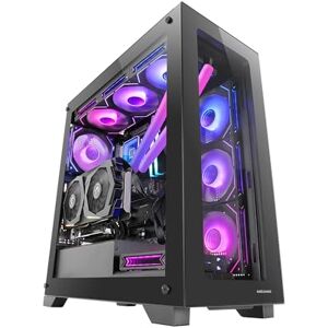 MARSGAMING Mars Gaming MC-XP, Custom E-ATX Gehäuse, Dual Window Tempered Glass, Full Liquid Cooling Support, XXL Gaming Tower, Vertical PCIs, USB 3.0, Schwarz