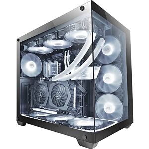 MARSGAMING Mars Gaming MCV4 Schwarz, Custom XXL E-ATX Gaming Tower, Rahmenloses Front und Seitenfenster Gehärtetem Glas, Modularer Doppelkammerrahmen